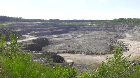 Granite quarry for the extraction of rubble. Quarry equipment. Mining industry. Stock Footage 101604800