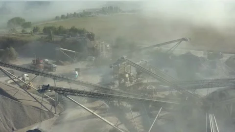 Granite quarry. Open cast mine. Stone Quarrying - Aerial view Video stock 195081391