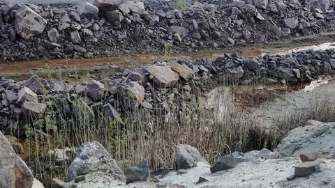 Granite Quarry Sunset. Mining Of Granite In A Quarry. Stock Footage 75813922