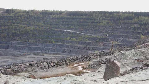 Granite Quarry Sunset. Mining Of Granite In A Quarry. Stock Footage 75815951