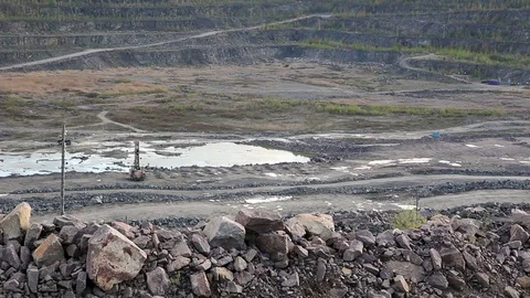 Granite Quarry Sunset. Mining Of Granite In A Quarry. Stock Footage 75819498