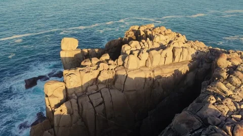 Granite Rocks Of Cantís de Papel In Moras, Lugo, Spain. Aerial Shot Stock Footage 325893414
