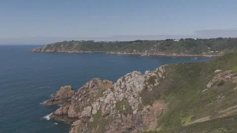 The granite sea cliffs of Jerbourg on Guernsey Stock Footage 288742483