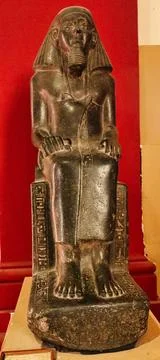 Granite Statue of the Father of the Vizier Ankhu,Old Egyptian Museum,Cairo,Egypt Stock Photos