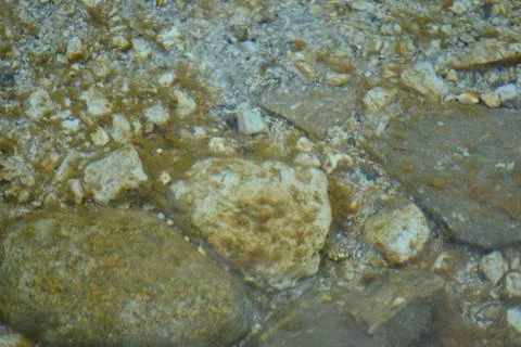 Granite stone in the river Stock Photos