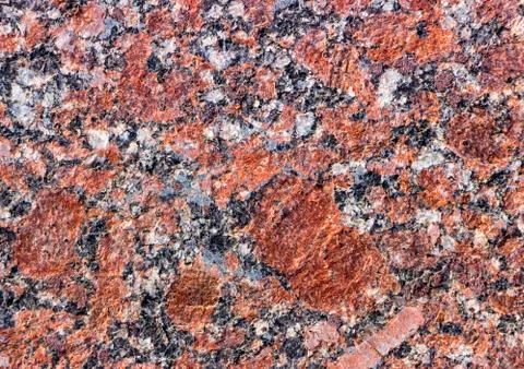 Granite Texture, Red Base with Black and Gray Spots Stock Photos