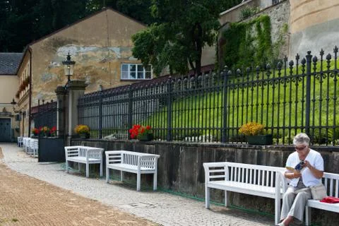 Granma on a bench Stock Photos