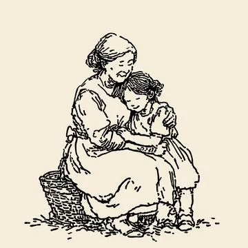 Granny and child Stock Illustration