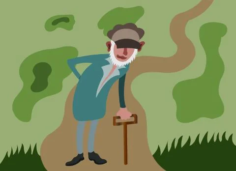Granny on his way Stock Illustration