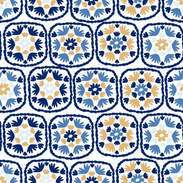 Granny square. Seamless pattern crochet Stock Illustration