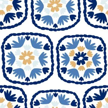 Granny square. Seamless pattern crochet Stock Illustration