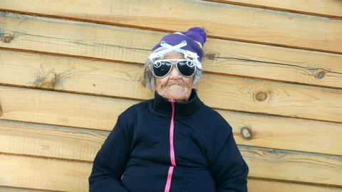 Granny in sun glasses. Stock Footage 122371401