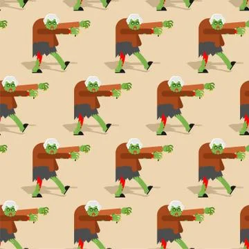 Granny zombie pattern seamless. Dead green grandmother monster background. sc 스톡 일러스트