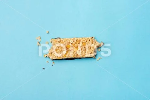 Granola bar on a blue background Stock Photos