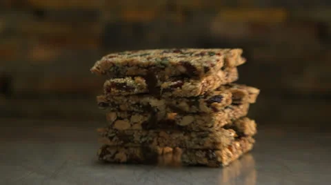 Granola Bar Stack Being Deconstructed HD Video 스톡 동영상 26239907