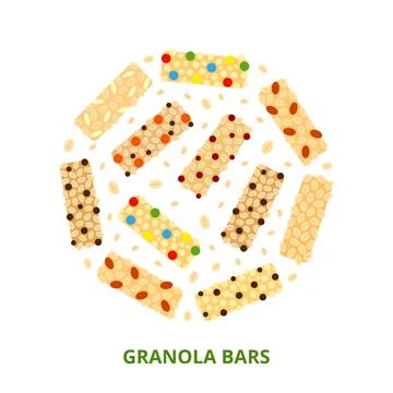 Granola bars in circle. Stock Illustration