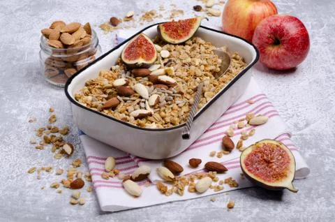 Granola with fruit Stock Photos