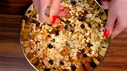 Granola in slow motion Video stock 165569339