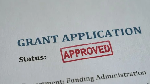 Grant Application Approved Stamp Coming Down on Form Stock Footage 341133055