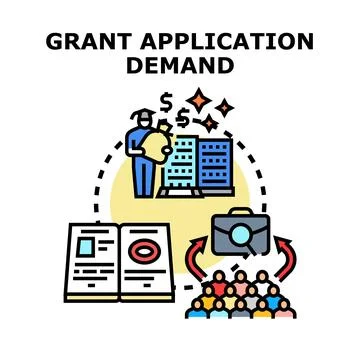 Grant application demand process seeking funding assistance Stock Illustration