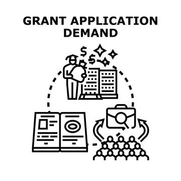 Grant application demand process seeking funding assistance Stock Illustration