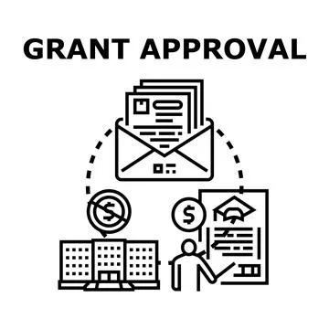 Grant approval processing document application concept Stock Illustration