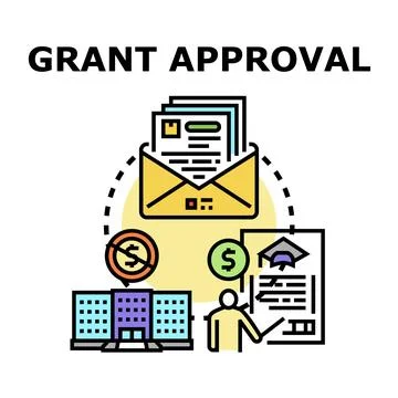 Grant approval processing document application concept Stock Illustration