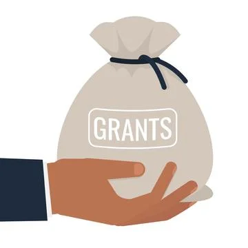 Grant Award Reception - Hand Receiving Money Bag with "GRANTS" Label 库存插图