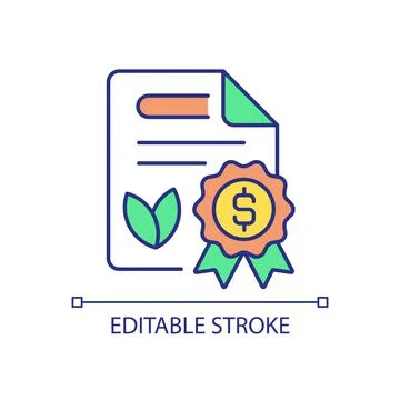 Grant for environmentally friendly program providing RGB color icon Stockillustratie