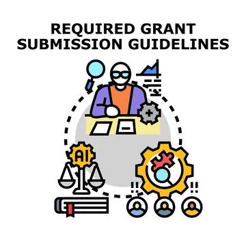 Grant submission guidelines process planning with artificial intelligence Stock Illustration