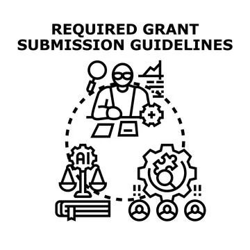 Grant submission guidelines process planning with artificial intelligence Stock Illustration