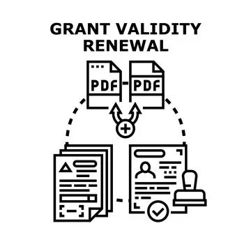 Grant validity renewal process for official documents Stock Illustration