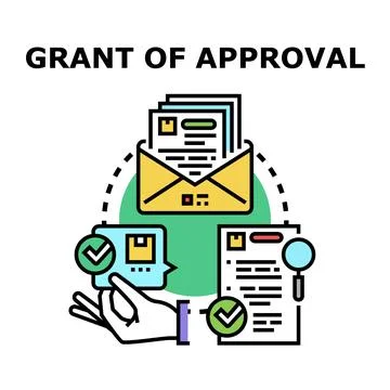 Granting approval and official document verification process Stock Illustration