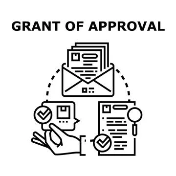 Granting approval and official document verification process Stock Illustration