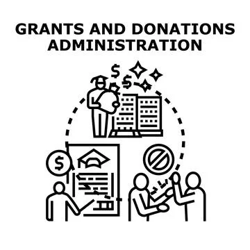 Grants and donations administration concept vector icon Stock Illustration