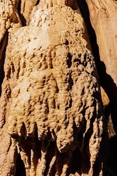 Granular mineral texture and dense stalagmitic formation created by limesto.. Stock Photos