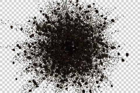 Granular substance explodes outwards, scattering tiny colorful Stock Photos