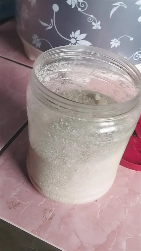 Granulated sugar is in a small jar Stock Footage 293057129