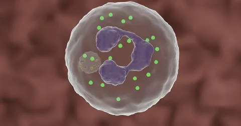 Granulocyte digesting a bacterium Stock Illustration