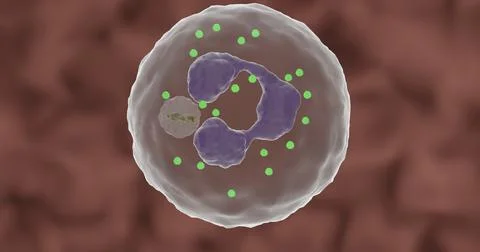 Granulocyte ingests a bacterium Illustrazione stock