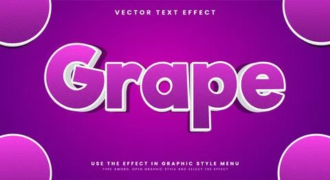 Grape 3d editable text effect Template Stock Illustration