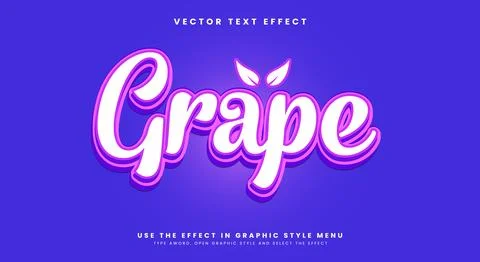Grape 3d editable text effect Template Stock Illustration