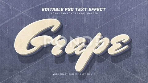 Grape 3d retro vintage style text effect Template PSD