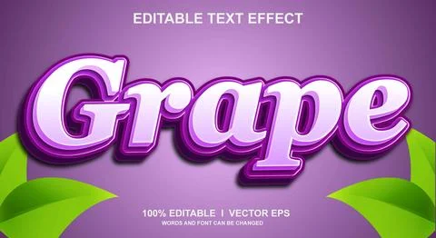 Grape 3d vector text effect with modern style design Stock Illustration