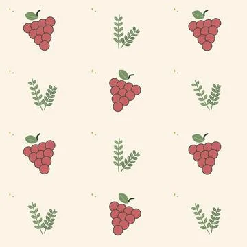 Grape and eucalyptus botanical pattern. Periodic seamless square tile with ed Stock Illustration