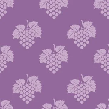 Grape and Leaves Seamless Pattern Background. Vector Illustration Stock Illustration