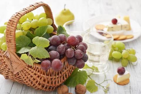 Grape in basket Stock Photos