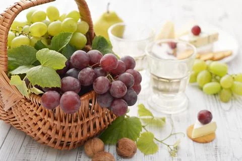 Grape in basket Stock Photos