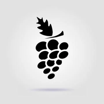 Grape black icon isolated on a gray background with soft shadow Stock Illustration