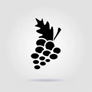 Grape black icon isolated on a gray background with soft shadow Иллюстрация